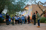 Democratic vice presidential candidate U.S. Senator Kamala Harris (D-Calif.) visits briefly with supporters after taking part in a community discussion at Rafael Rivera Community Center Tuesday, September 15, 2020, in Las Vegas. Since the event was closed to the public due to COVID-19 precautions, supporters gathered outside the building where Harris spoke hoping to get a glimpse of the candidate.