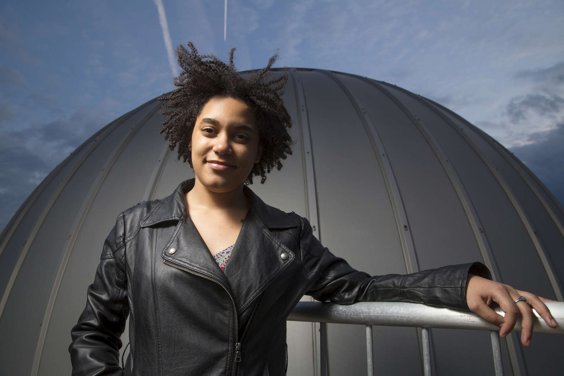 Moiya McTier is a folklore and mythology/astrophysics concentrator who has already discovered an exoplanet. She was raised in the woods in Pennsylvania coal country in a cabin without running water. She also plays rugby and has written a novel for her thesis. Jon Chase/Harvard Staff Photographer