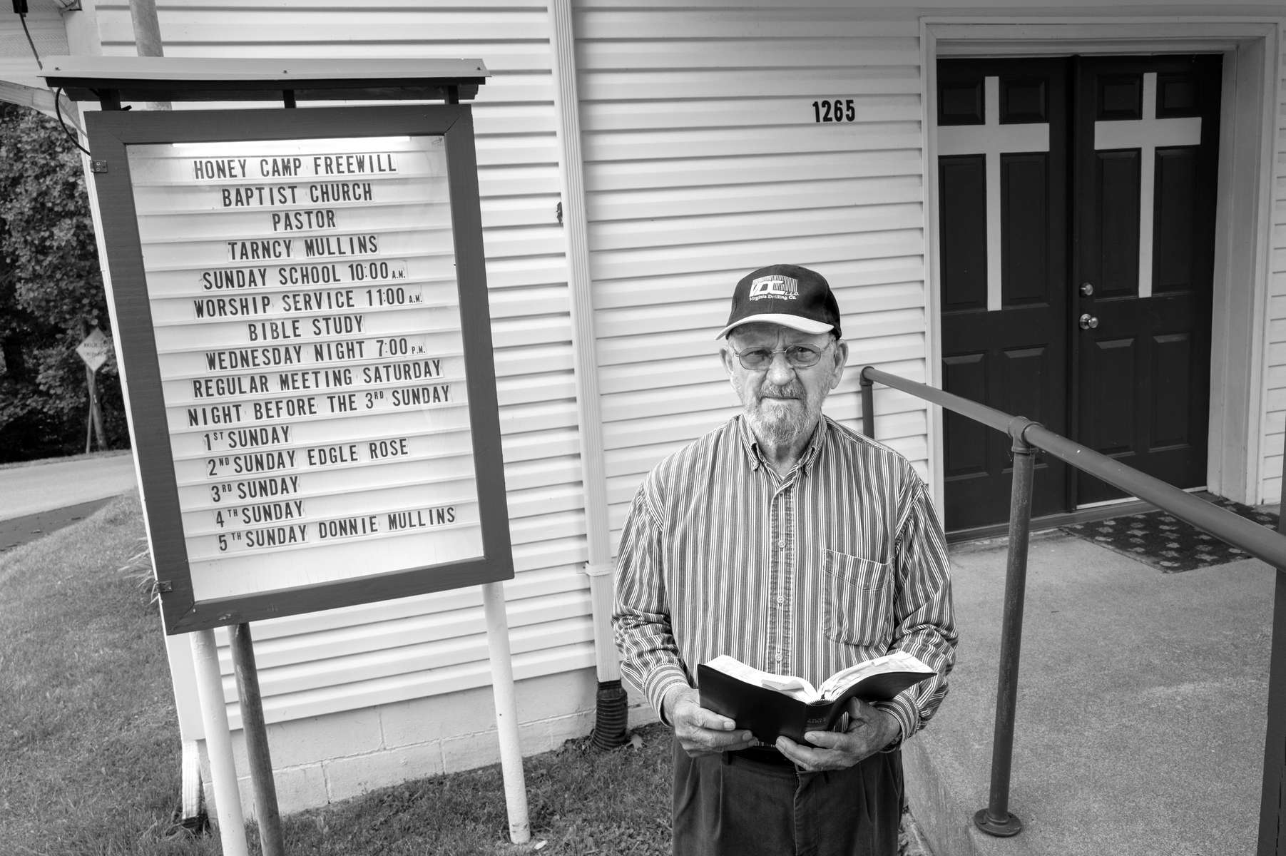 Tarncy Mullins, former coal miner turned preacher, at his Honeycomb Free Baptist church in Clintwood, VA. 