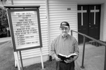 Tarncy Mullins, former coal miner turned preacher, at his Honeycomb Free Baptist church in Clintwood, VA. 