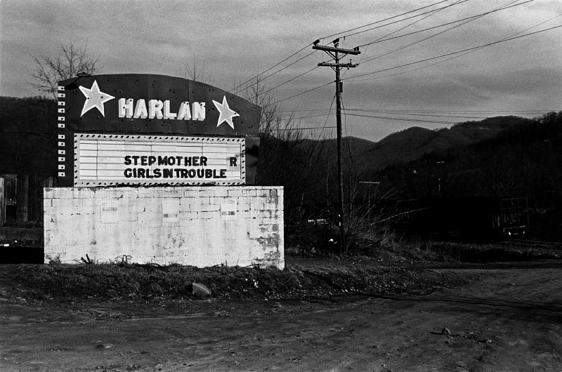 Harlan, Ky. drive-in surrounded by strip-mined hills.