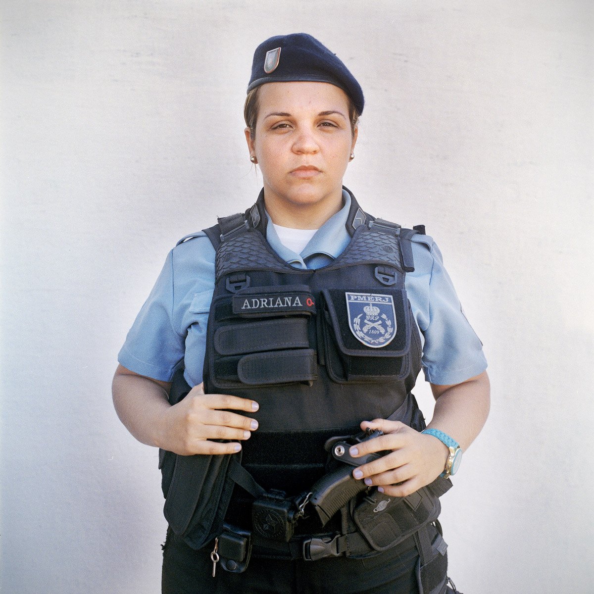 Patrol officer Adriana, with the Rapid Response Team of the Pacifying Police Unit (UPP), in Complexo do Caju, Rio de Janeiro, Brazil.