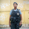 Patrol officer Erika Queriroz, 25, with the Rapid Response Team of the Pacifying Police Unit (UPP), in Complexo do Caju, Rio de Janeiro, Brazil.