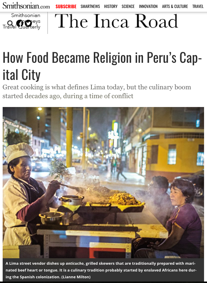 For Smithsonian's Journeys magazine in Lima, PeruPublished: September 15, 2015see slideshow