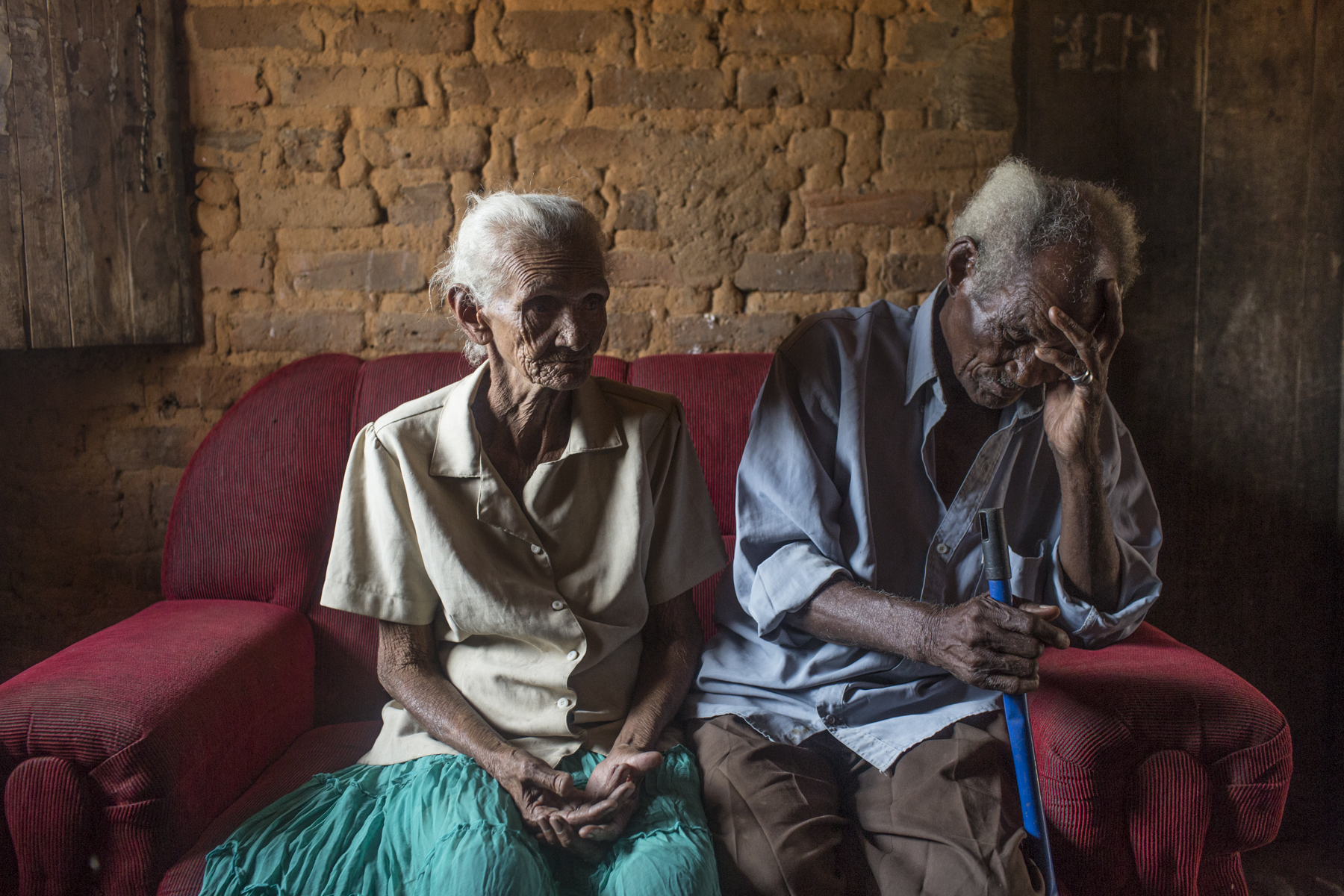 Campo Alegre de Lourdes, Brazil. Saturday, Nov. 14, 2015.Severiana Maria de Jesus, 75, and her husband Pedro Jesus dos Santos, 89, who struggles with his painful glaucoma, in their home near Campo Alegre de Lourdes, in the state of Bahia, Brazil, on Saturday, Nov. 14, 2015. Although farming families receive a national anti-poverty cash welfare program, Bolsa Familia, they still suffer from chronic malnutrition, food shortages, and limited access to water due to extreme poverty conditions. Their sitio, or homestead, received electricity five-years-ago from the federal program, Luz Para Todos.