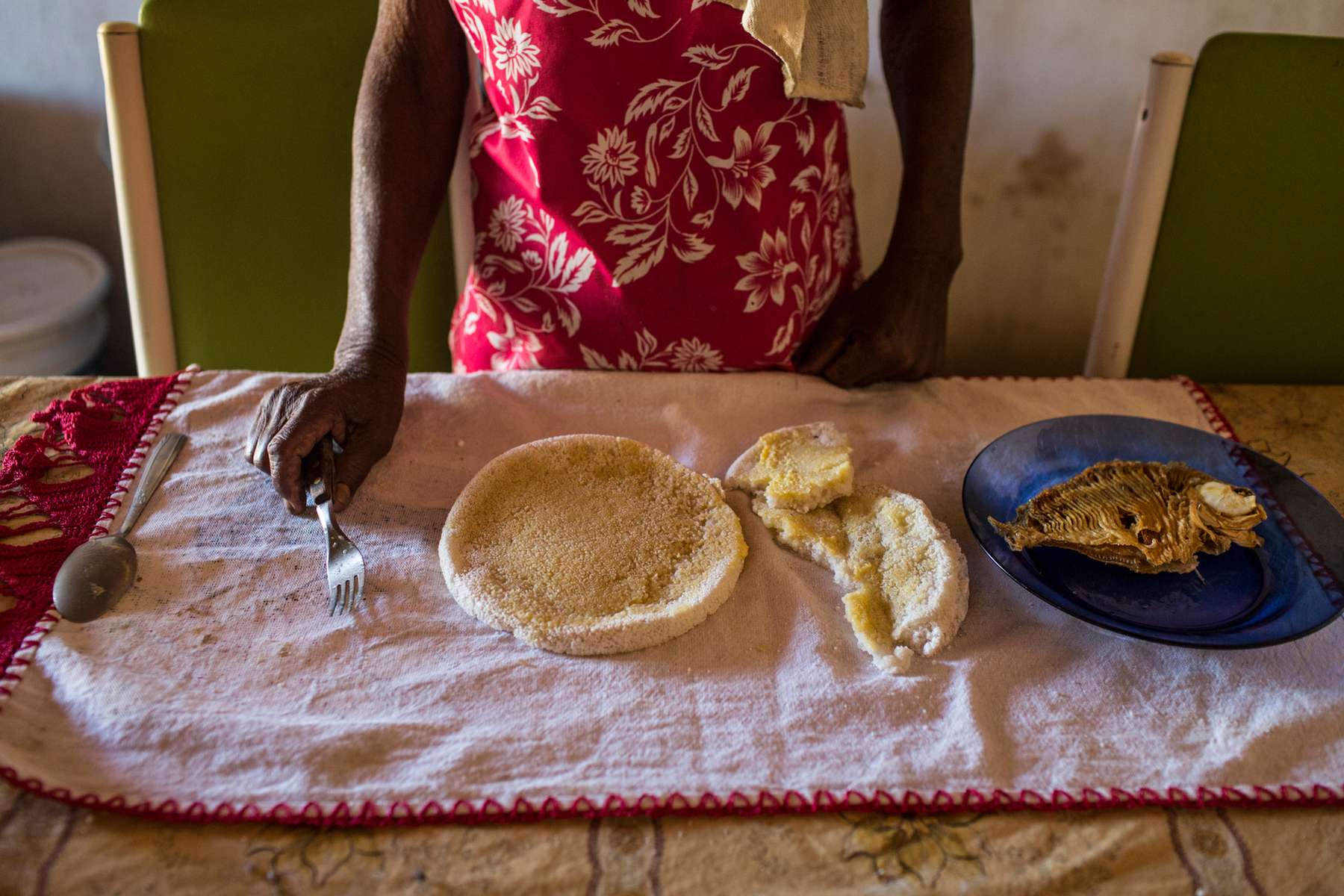 Pilão Arcado, Bahia, Brazil. Wednesday, Nov. 11, 2015.A farmer lays out basic sustenance of tapioca and dried river fish on the table. The drought— the worst in 50 years — have brought food insecurity to many farmers and fishing families who rely on the river for sustenance.