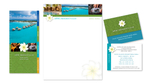Corporate Incentive Award trip to Bora Bora, created for MADISON. Includes overarching theme logo design, program of events, letterhead, and leave behind cards.