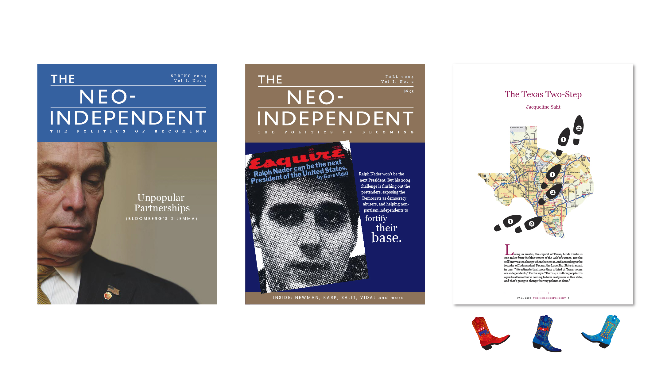 Covers and inside pages for The Neo Independent, published by Postmodern Press, LLC.