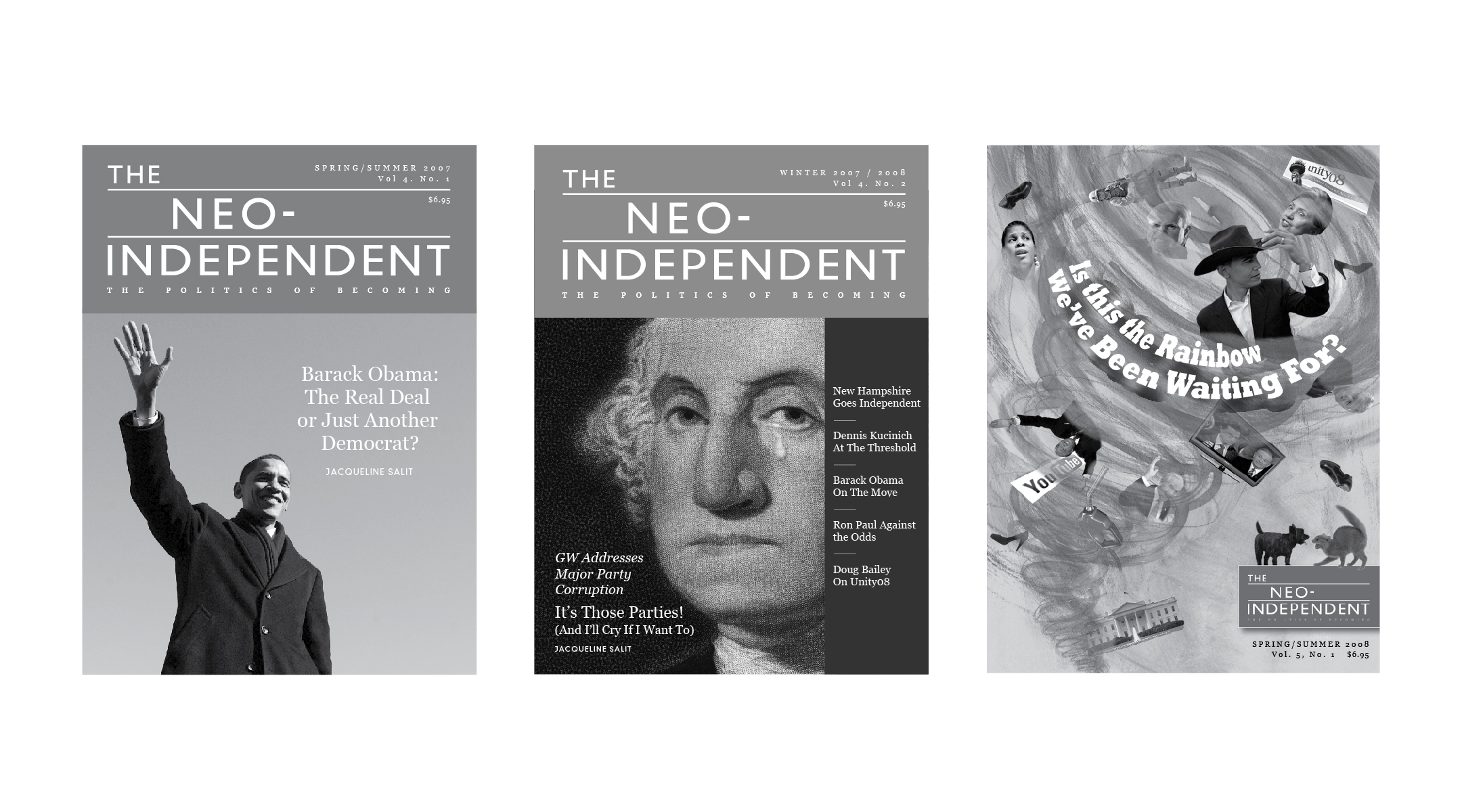 Covers and inside pages for The Neo Independent, published by Postmodern Press, LLC.