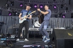 Chris Martin and Jonny Buckland of Coldplay