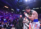 LAS VEGAS - JULY 20: Manny Pacquiao celebrates his victory over Keith Thurman during the FOX Sports PBC Pay-Per-View and PBC on Fox Fight Night at the MGM Grand Garden Arena on July 20, 2019 in Las Vegas, Nevada. (Photo by Stewart Cook/Fox Sports/PictureGroup)