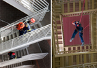 Interior views of fire station with fire men rapelling from tower and carrying packs up staircase.Architectural Photography by: Paul Richer / RICHER IMAGES