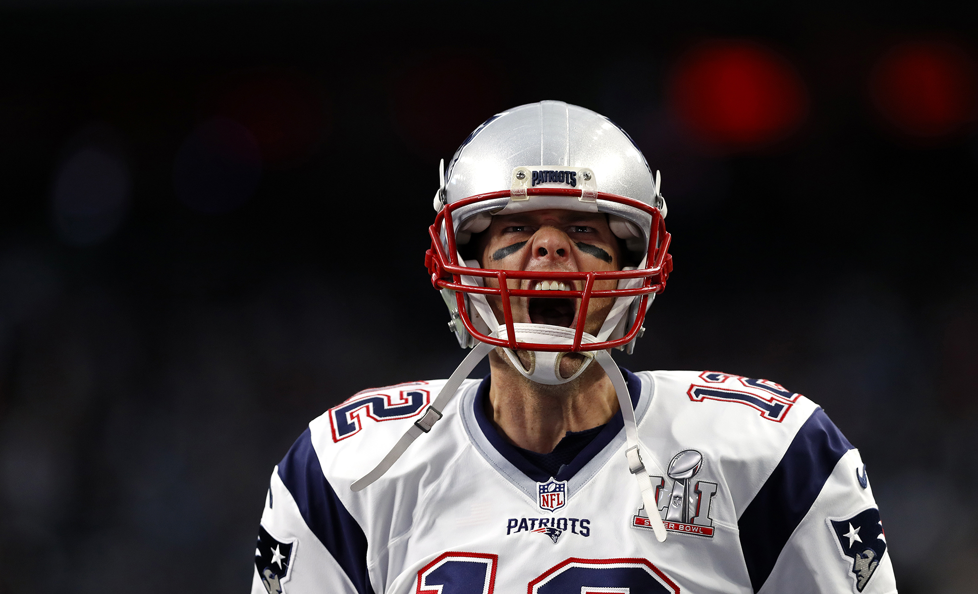 New England Patriots quarterback Tom Brady at NFL Super Bowl LI in Houston