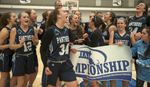3/8/19-- WORCESTER-- Franklin's Megan O'Connell (#34), who scored the game winning put-back at the buzzer, screams after defeating Wachusett in the Central Mass. Div. 1 championship at Worcester State University Friday night, 61-60.   [Daily News and Wicked Local Staff Photo/Art Illman]