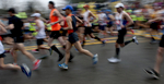 4/15/19--HOPKINTON-- A slow shutter speed blurs the start of the 123rd running of the Boston Marathon. [Daily News and Wicked Local Staff Photo/Art Illman]