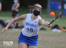 10/20/20-HOPEDALE-  It was Hopedale High School field hockey “senior night” Tuesday afternoon at Draper Field. Hopedale defeated Northbridge, 3-1.  Pictured, Carly Smith reaches for the ball. [Daily News and Wicked Local Staff Photo/Art Illman]