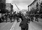 Dot Hill leads the band down Gorky Street in Moscow in 1990. [Daily News and Wicked Local Staff Photo/Art Illman]