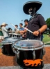 Marlborough Marching Panther Band Drumline Director PJ Alcantar, wearing a luchador mask andmariachi hat, at band camp at the Whitcomb Middle School Field, Aug. 15, 2024. The band will perform at the Marlborough Labor Day Parade Sept. 2, and at the first football game at Kelleher Field, Sept 6.