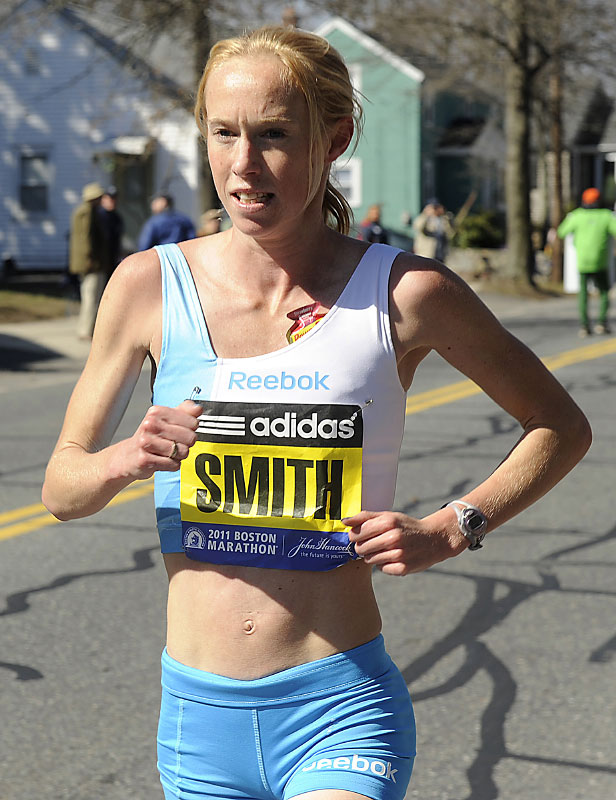 Kim Smith at the 2011 Boston Marathon.
