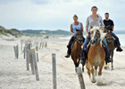 Hayley Pierce of Morris County, N.J., front, horseback rides with her boyfriend Brett Andrea, right, and Linda Roust of Ridge Valley Stables in Grafton and on Sandy Neck Beach.  