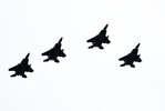 HYANNIS - Four F-15s from 104th Fighter Wing of the Massachusetts Air National Guard fly over Cape Cod Hospital honoring frontline workers on Wednesday, May 6, 2020. Operation American Resolve also flew over facilities in Brockton, Boston, Framingham, Worcester, Springfield, Holyoke, Northampton and Westfield. 