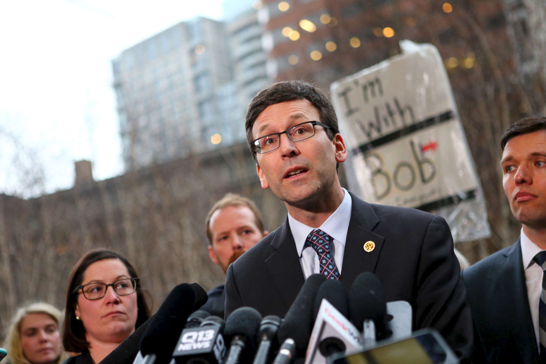 SEATTLE, WA - FEBRUARY 03: Washington state Attorney General Bob Ferguson speaks at a press conference outside U.S. District Court, Western Washington, on February 3, 2017 in Seattle, Washington. Ferguson filed a state lawsuit challenging key sections of President Trump’s immigration Executive Order as illegal and unconstitutional. (Photo by Karen Ducey/Getty Images)