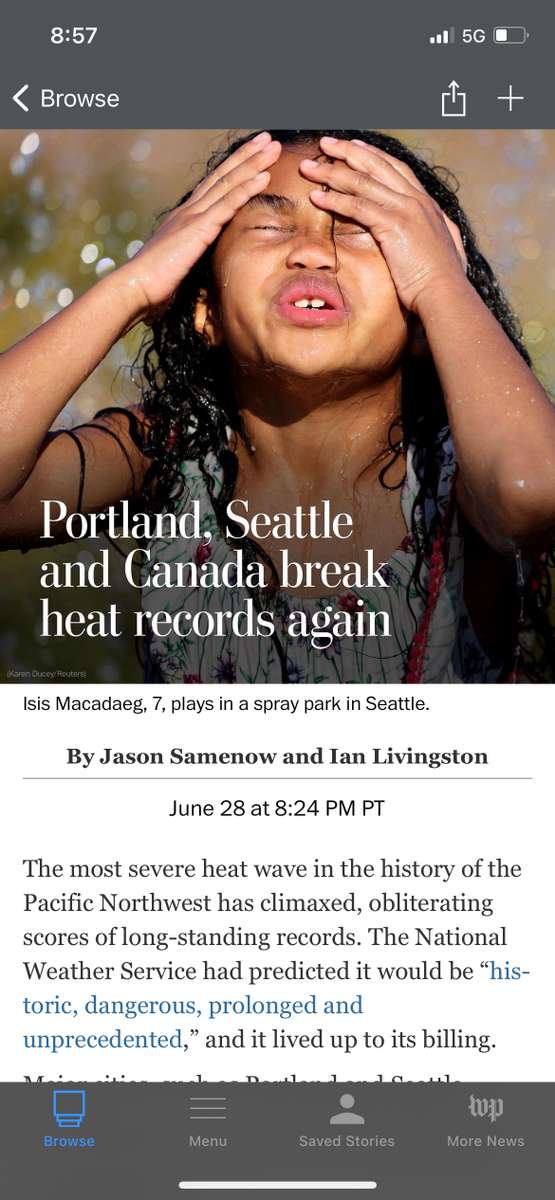 Portland, Seattle and Canada break heat records again{quote}, photographed for Reuters, Published in the Washington Post on June 28, 2021.