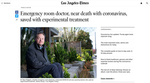 {quote}Emergency room doctor, near death with coronavirus, saved with experimental treatment{quote} Photographed for The Los Angeles Times, April 14, 2020.
