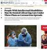 {quote}People With Intellectual Disabilities May Be Denied Lifesaving Care Under These Plans as Coronavirus Spreads{quote}, photo for Getty Images, published in ProPublica, March 27, 2020.
