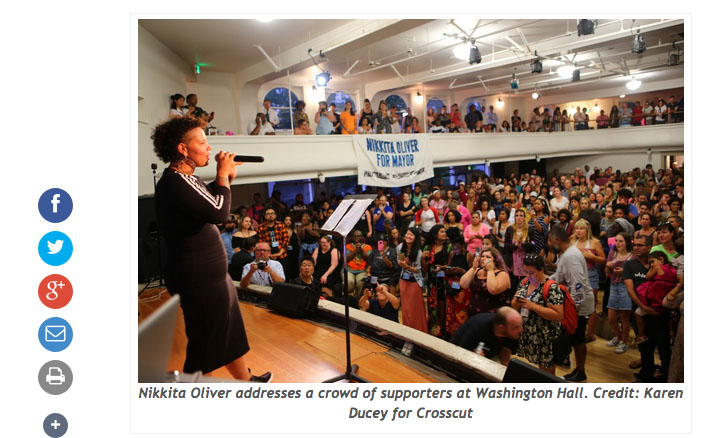 Nikkita Oliver Rally on Election night, photos for Crosscut, August 2017.