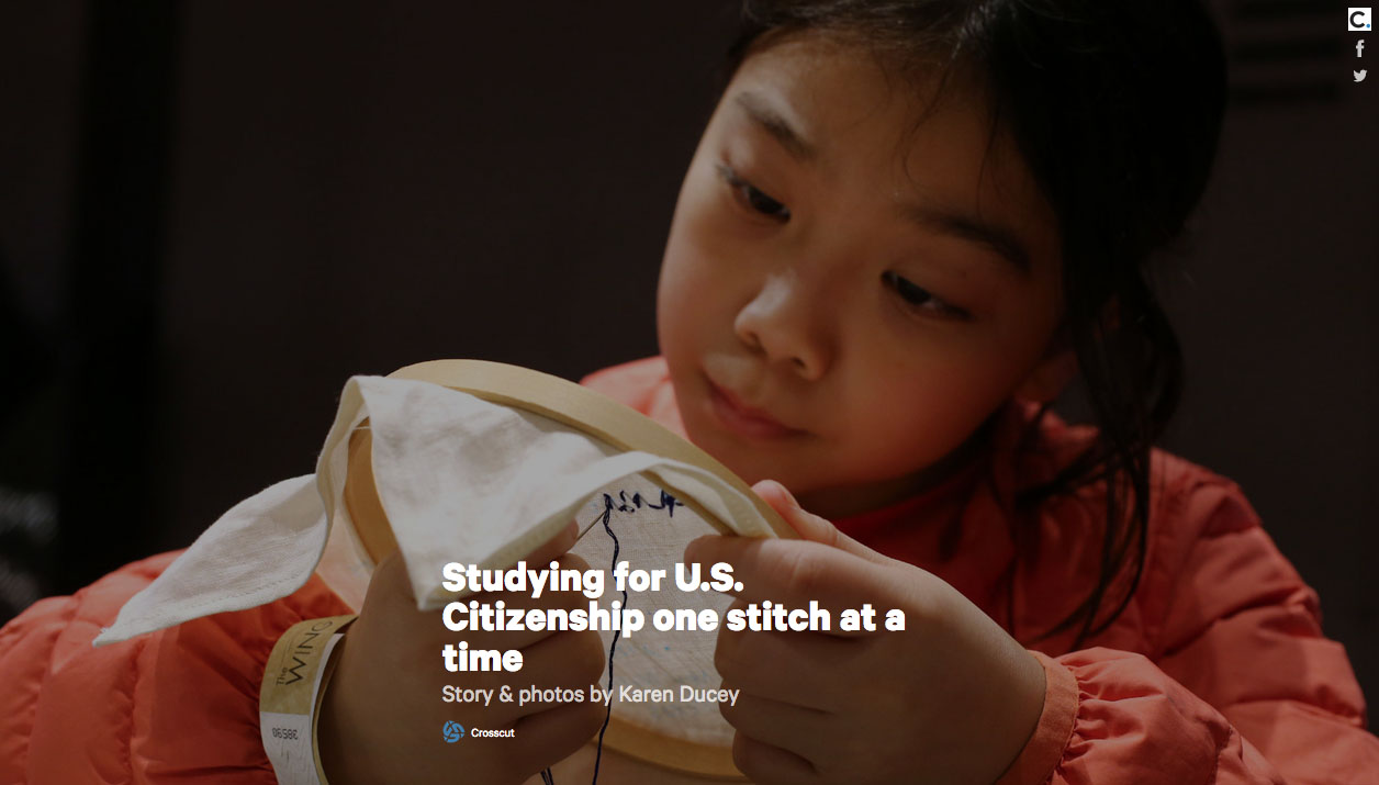 Studying for U.S. Citizenship one stitch at a time, story and photos for Crosscut, March, 29, 2017 