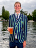 Simon Todd wearing the blazer of RUMSBC, a mixed club that rows from the University of London boathouse on the river Thames, at the Henley Royal Regatta, a rowing event held annually on the River Thames by the town of Henley-on-Thames, England. It was established on 26 March 1839.