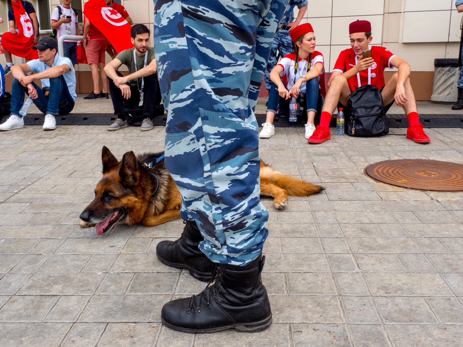 Special unit police on guard outside the Spartak Stadium in Moscow ahead of a group match between Belgium and Tunisia. The 21st FIFA World Cup football tournament took place in Russia in 2018. It was the first World Cup to be held in Eastern Europe and the eleventh time that it has been held in Europe. For the first time the tournament took place on two continents – Europe and Asia. All but two of the stadium venues were in European Russia.