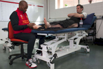Liverpool FC defender Jamie Carragher reveives treatment to hid right foot at Melwood.Melwood is the Liverpool FC training ground, located in the West Derby area of Liverpool. It is seperate from the Liverpool Academy, which is based in Kirkby.Melwood was redeveloped in the early 2000′s with large input from then-manager Gerard Houllier and now features some of the best facilities in Europe. It has been the club’s training ground since the fifties and was previously transformed into a top class facility by Bill Shankly.Facilities include sythetic pitches, rehabilitation rooms, press and meeting rooms, gymnasium, swimming pool, restaurant and recreational facilities.