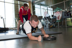 Liverpool FC defensive midfielder Jay Spearing receives a work out in the gym at Melwood.Melwood is the Liverpool FC training ground, located in the West Derby area of Liverpool. It is seperate from the Liverpool Academy, which is based in Kirkby.Melwood was redeveloped in the early 2000′s with large input from then-manager Gerard Houllier and now features some of the best facilities in Europe. It has been the club’s training ground since the fifties and was previously transformed into a top class facility by Bill Shankly.Facilities include sythetic pitches, rehabilitation rooms, press and meeting rooms, gymnasium, swimming pool, restaurant and recreational facilities.