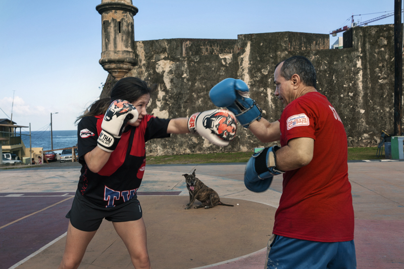 Mixed Martial Art fighter Angela Magana is training near San Cristobal Castle in Old San Juan.