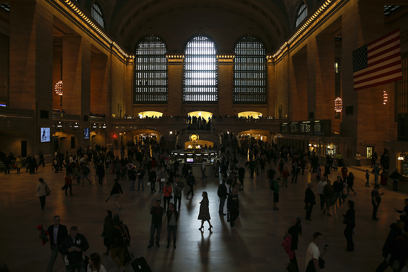 A woman is seen in silhouette walking through Grand Central Station in New York, September 25, 2014. Iraq has received {quote}credible{quote} intelligence that Islamic State militants plan to launch attacks on subway systems in Paris and the United States, Iraqi Prime Minister Haider al-Abadi said. Abadi said the information, which he received on Thursday morning, came from militants captured in Iraq. He said he had asked for further details and concluded it appeared credible. Two senior U.S. security officials, contacted by Reuters following the comments from Abadi, said the United States had no information to support the threat. REUTERS/Shannon Stapleton (UNITED STATES)