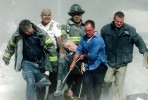 Father Mychal Judge is carried from the rubble of the World Trade Center on the morning of September 11, 2001.