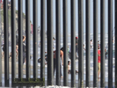 2019. San Diego, California. USA.  The Tijuana beach seen through the border wall built by the United States to prevent illegal immigration.