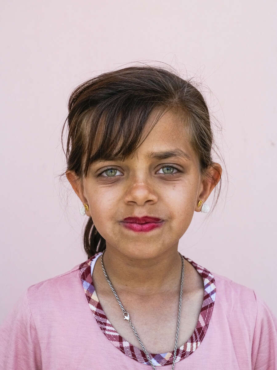 2017. Bashiqa. Iraq. A portrait of a young Yazidi girl.