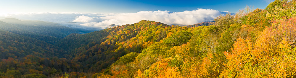 Panorama-Deep Creek Valley from Newfound Gap Road, Great Smoky Mountains National Park