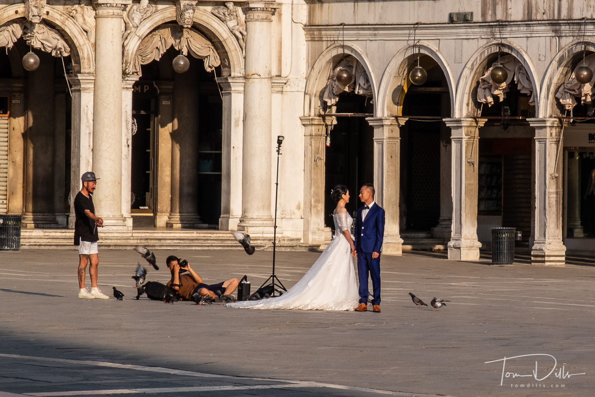 Wedding photo session in St. Mark's Square in Venice, Italy