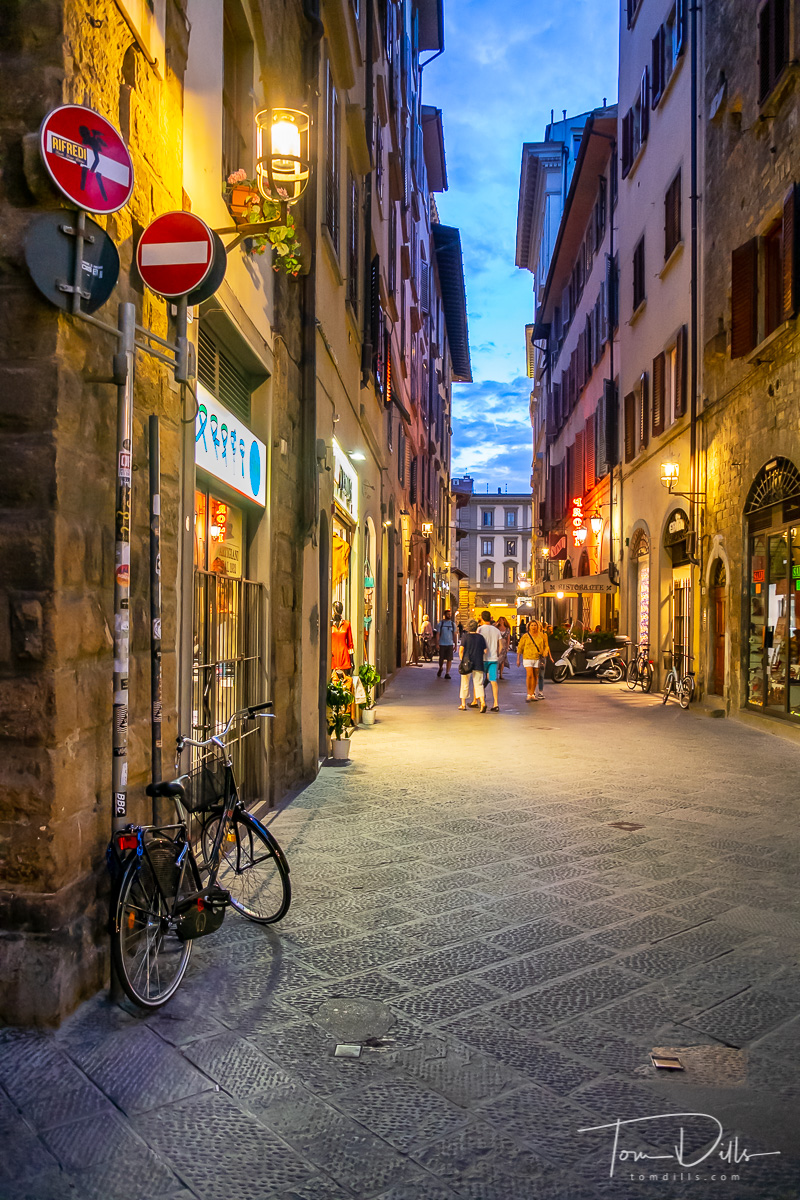Walking around Florence Italy in the evening