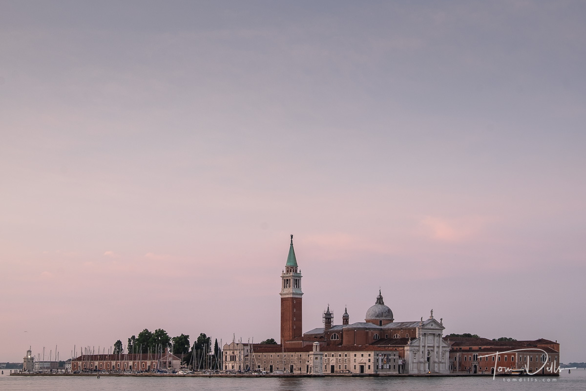 View of the Church of San Giorgio Maggiore across the Grand Canal in Venice, Italy