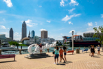 Cleveland skyline from Bicentennial Park in Cleveland, Ohio