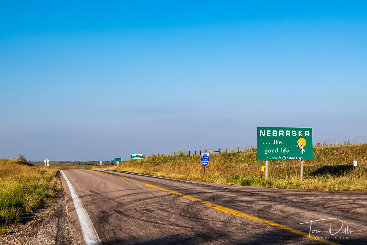 Roadside at the Kansas-Nebraska state line on US-281 near Red Cloud, Nebraska