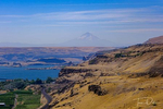 The Columbia River Valley from Stonehenge along SR-14 near Maryhill, Washington.  Mount Hood (Oregon) is in the distance.