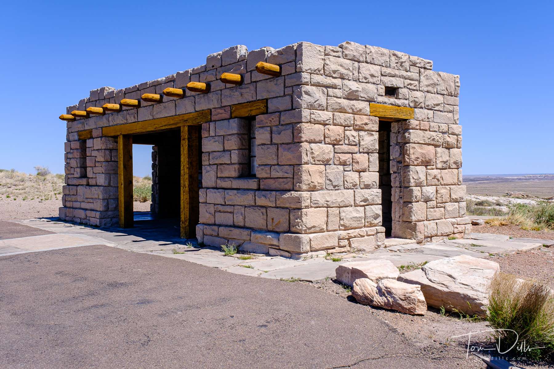 Restored visitor center building in The Painted Desert, part of Petrified Forest National Park in Arizona
