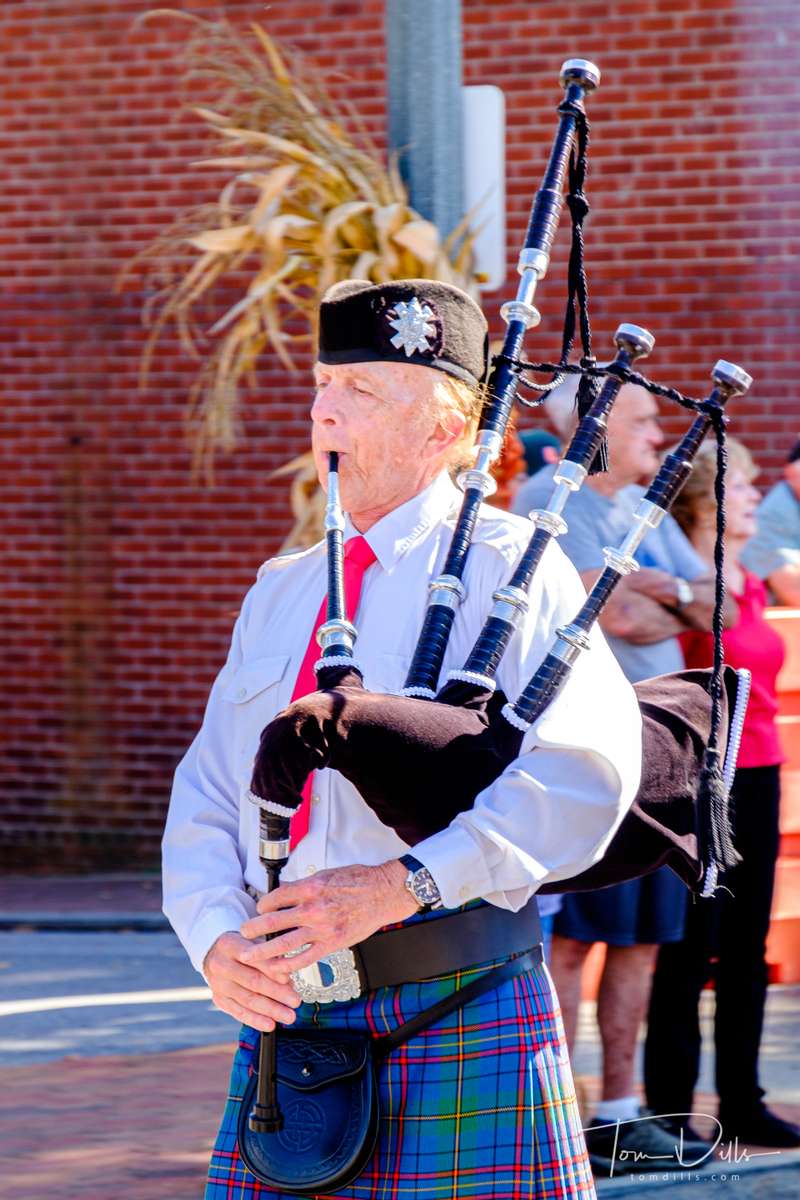 Montreat Scottish Pipes & Drums perform at the Church Street Arts & Crafts Show in Waynesville, North Carolina