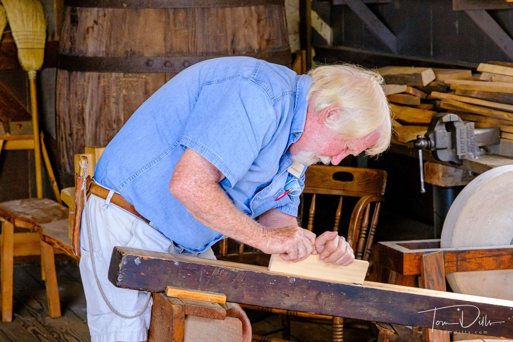 Barrel making demonstration at the Cooper's Shop at Mystic Seaport Museum in Mystic, Connecticut